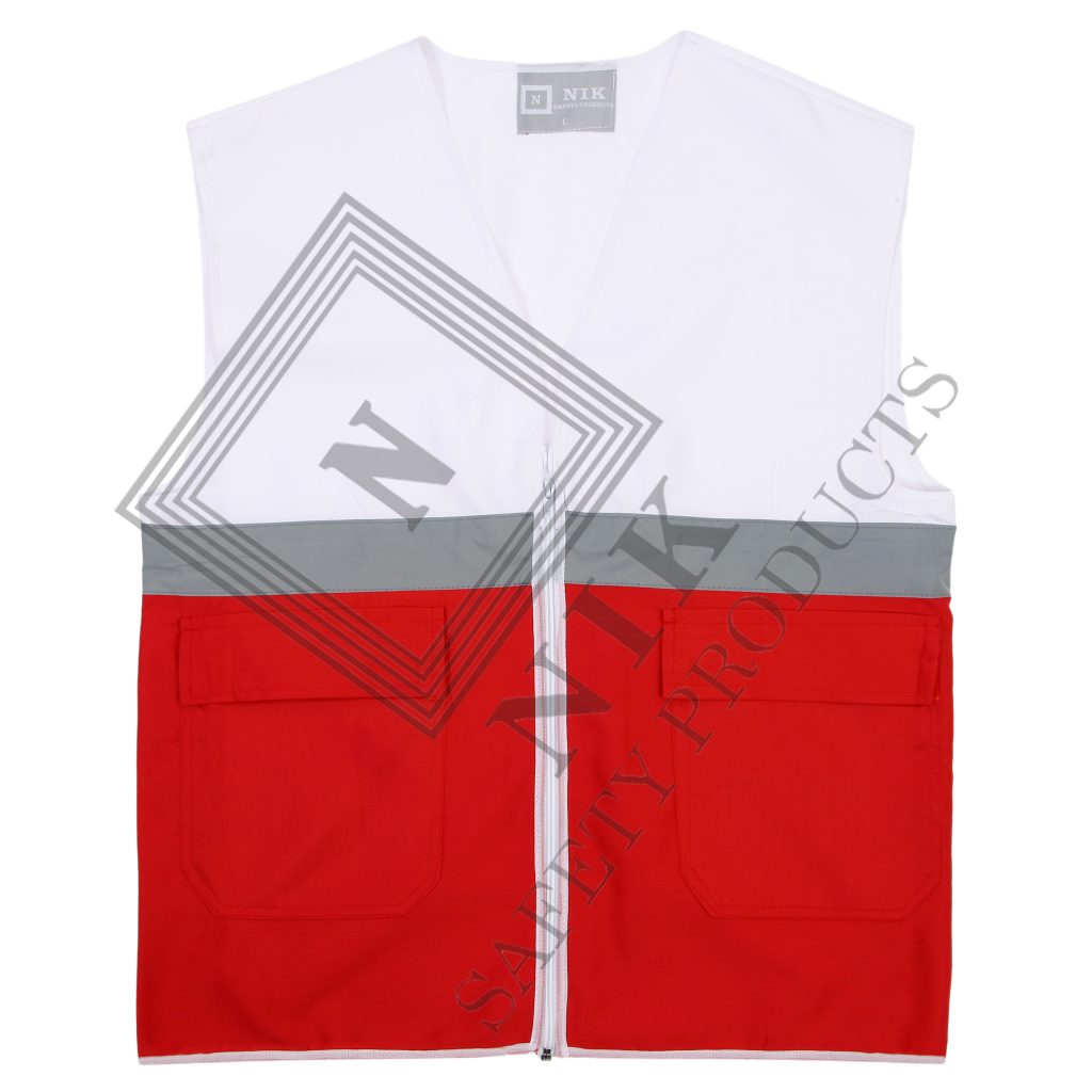 جلیقه دورنگ قرمز شبرنگ دار